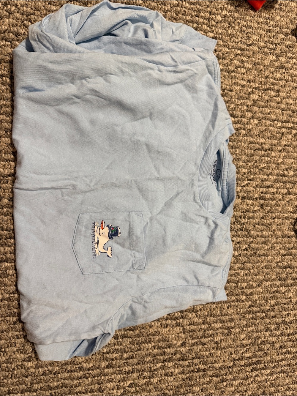 Vineyard Vines Light Blue Short Sleeve Pocket Tee with Whale Patch